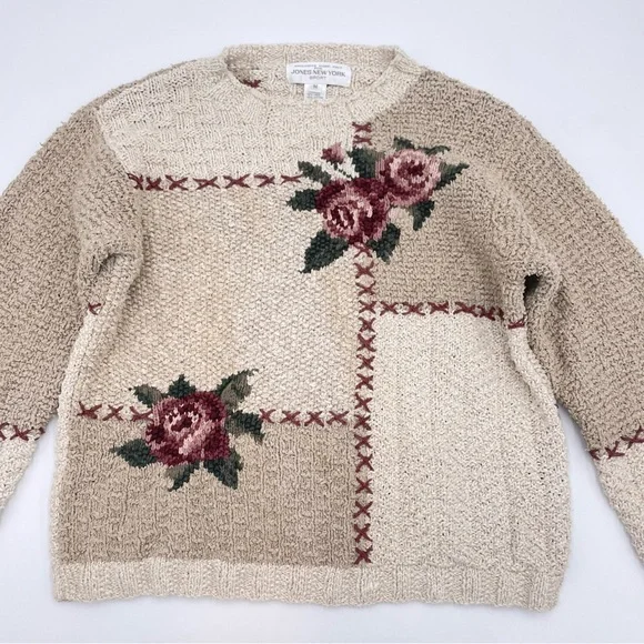 Vintage Sweater Handknit Cottagecore‎ Momcore Linen Cotton Ramie Medium Women - Picture 3 of 9